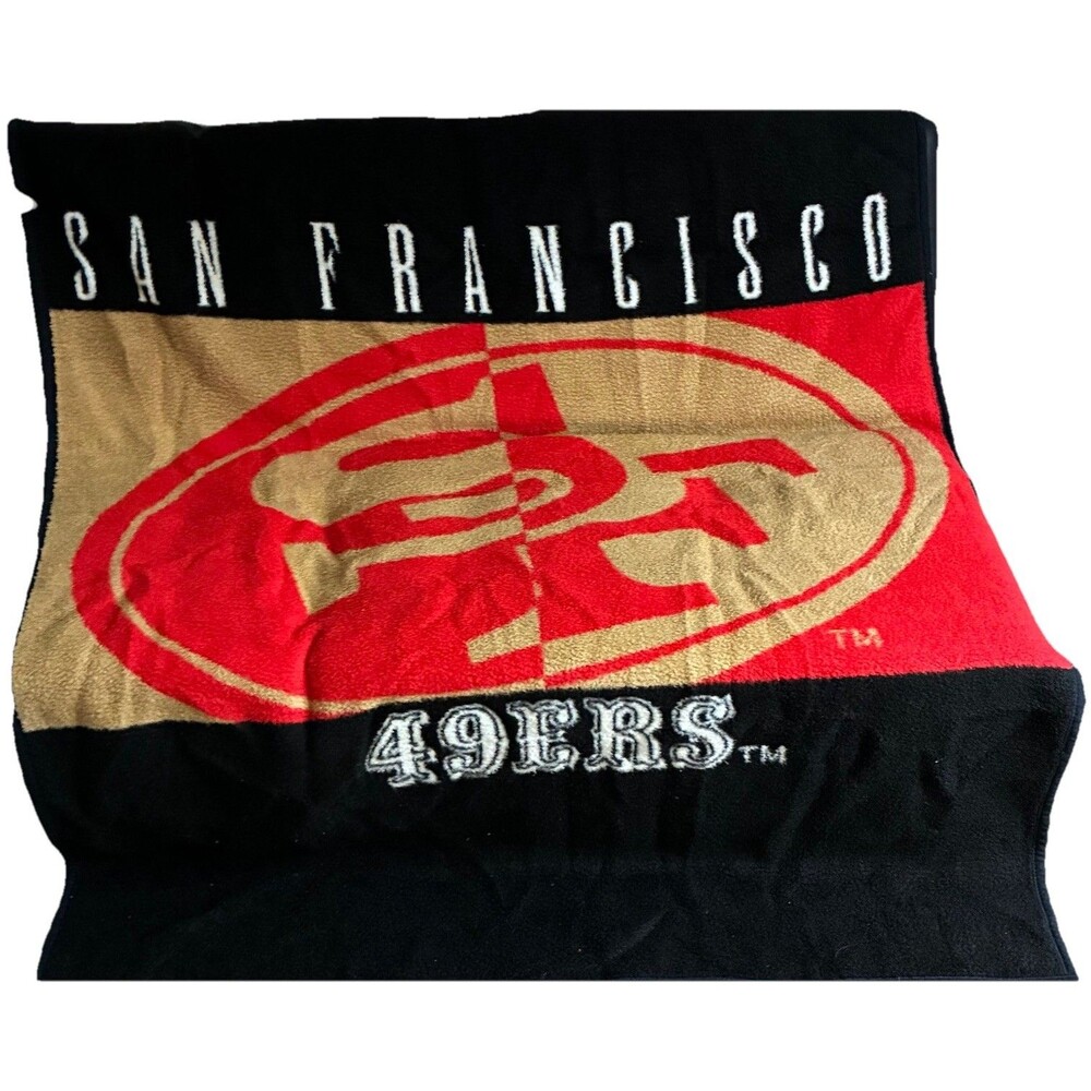 Large 74x52 VTG San Francisco 49ers Football BIEDERLACK USA Thick Fleece Blanket